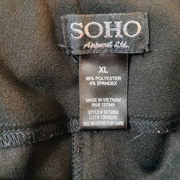EUC: Soho Apparel Ltd. Sze XL Black Pull-On Stretch Pants - Picture 3 of 5